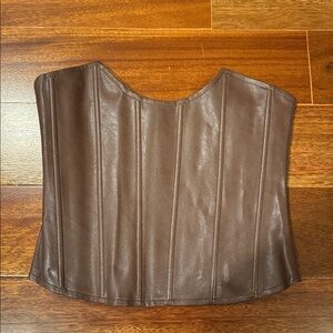 Miaou Brown Leather Corset Top